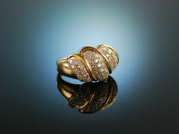 Stylish Eighties! Schwerer Cocktail Ring Gold 585...