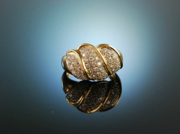 Stylish Eighties! Schwerer Cocktail Ring Gold 585...