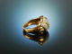 Stylish Eighties! Schwerer Cocktail Ring Gold 585 Brillanten ca. 1,3 ct