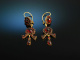 Bohemia around 1890! Pretty garnet earrings metal gold-plated