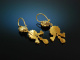 Bohemia around 1890! Pretty garnet earrings metal gold-plated