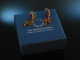 Bohemia around 1890! Pretty garnet earrings metal gold-plated