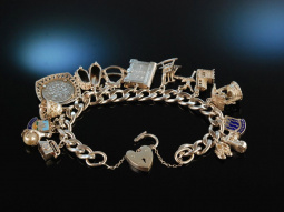 Vintage Charms! Charm Bracelet Bettelarmband Silber 925...