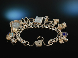 Vintage Charms! Charm Bracelet Bettelarmband Silber 925...