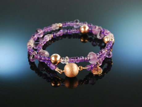 Fine Violet! Fancy Armband Silber 925 ros&eacute;vergoldet Amethyst