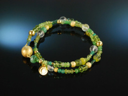 Sweet Green! Fancy Armband Silber 925 vergoldet Peridot Prasiolith Achat Jadeit Smaragd