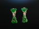 Charming Green! Sch&ouml;ne Jade Ohrringe Wei&szlig; Gold 750 Brillanten