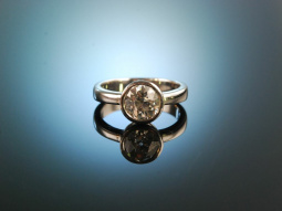 Um 1910! Edler Altschliff Diamant Solit&auml;r Ring 2 ct Wei&szlig; Gold 750