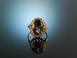 Um 1960! Zeittypischer Vintage Ring Gold 333 Rauchquarz