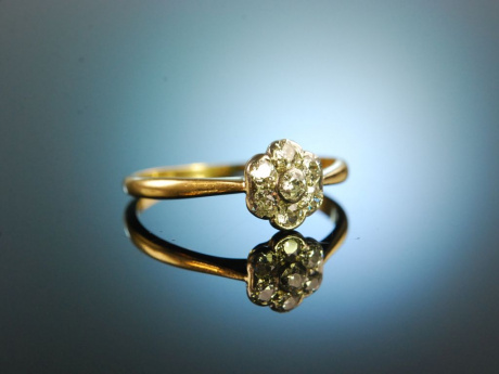 England um 1915! Verlobungs Engagement Ring Altschliff Diamanten Gold 750 Platin