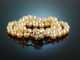 Classy Pearls! Sch&ouml;ne Akoja Zuchtperlenkette um 1980 Wei&szlig; Gold 585