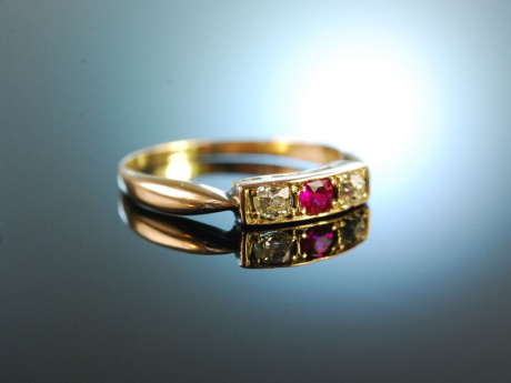 M&uuml;nchen um 1900! Historischer Rubin Diamant Ring Gold 585