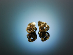 Um 1950! H&uuml;bsche klassische Ohrringe Knotenform Gold...
