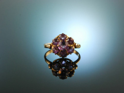 London 1961! H&uuml;bscher Daisy Ring Gold 375 Amethyste