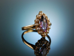 England 1959! Charmanter Schiffchen Ring Amethyst...