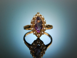 England 1959! Charmanter Schiffchen Ring Amethyst...