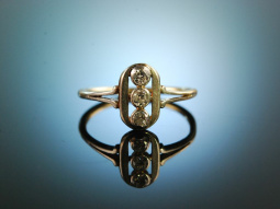 Um 1920! Sch&ouml;ner Diamant Verlobungs Ring ca. 0,2 ct Gold 585 Platin