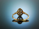 Um 1920! Sch&ouml;ner Diamant Verlobungs Ring ca. 0,2 ct Gold 585 Platin