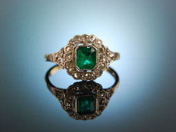 K&ouml;ln um1910! Historischer Smaragd Diamant Ring Platin Gold 585
