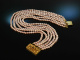 Tegernsee around 1930! Beautiful traditional costumes Dirndl crop necklace 6 row cultured pearls gold plated garnet