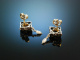 Vienna around 1950! Sweet pair of traditional costumes Dirndl earrings silver gold plated garnet beads
