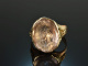 Um 1910! Historischer Jugendstil Ring Gold 585 Quarz Intaglio