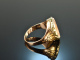 Um 1910! Historischer Jugendstil Ring Gold 585 Quarz Intaglio