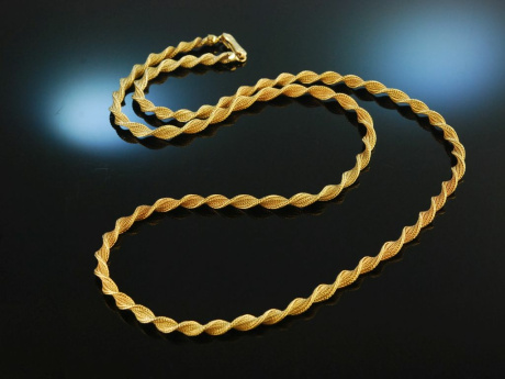 Around 1950! Long vintage chain in turned optic silver 900 gold plated