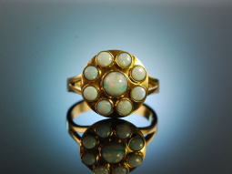 Um 1950! Sch&ouml;ner handgearbeiteter Vintage Edel Opal Ring Gold 585