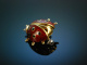 Wempe around 1980! Lucky Beetle Brooch Gold 750 Diamonds Enamel Signed