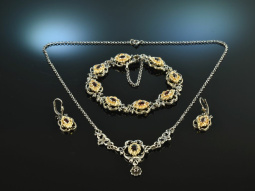 Around 1980! Pretty Dirndl jewellery 3 pieces garnet...