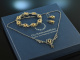 Around 1980! Pretty Dirndl jewellery 3 pieces garnet silver 835 gold plated