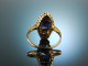 Um 1930! Sch&ouml;ner Tansanit Diamant Ring Gold 585 Platin