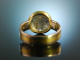 Munich around 1995! Rare Labradorite Ring Moon Face Gold 750 Handmade