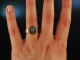 Munich around 1995! Rare Labradorite Ring Moon Face Gold 750 Handmade