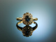 Frankfurt um 1950! Saphir Verlobungs Ring Diamanten ca. 0,8 ct Gold 585 Platin