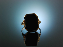 Um 1900! Klassischer Wappen Siegel Ring Onyx Gold 333 zum Gravieren