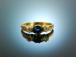 My Love! Classic Engagement Ring Sapphire Diamonds 0.25...