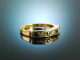 London 1975! Feiner klassischer Ring Brillanten Saphire Gold 750 Platin