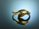 Around 1970! Beautiful plain snake ring gold 585 diamonds