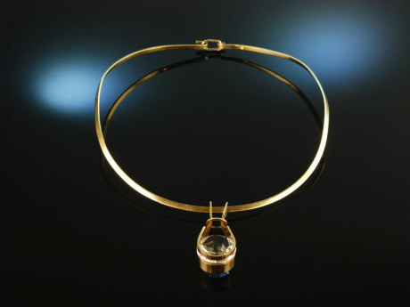 Around 1965! Cool Vintage Necklace with Rock Crystal Silver 925 Gold Plated