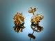 Around 1980! Chic Vintage Earrings Gold 585 Ruby Diamonds