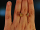 Around 1980! Chic Vintage Earrings Gold 585 Ruby Diamonds