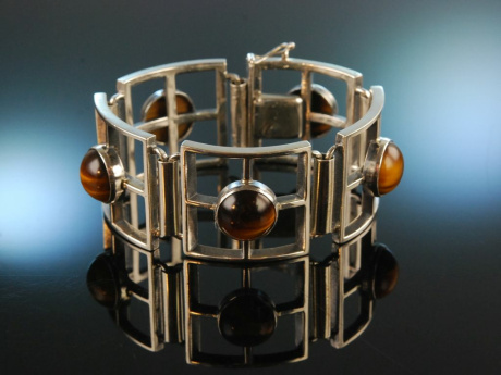 Cologne around 1960! Cool Sixties Design Bracelet Silver 835 Tiger Eye