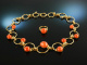 Bauhaus around 1930! Rare design chain and ring big coral Boutons silver 900 gold plated