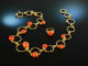 Bauhaus around 1930! Rare design chain and ring big coral Boutons silver 900 gold plated