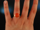 Bauhaus around 1930! Rare design chain and ring big coral Boutons silver 900 gold plated