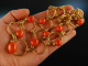 Bauhaus around 1930! Rare design chain and ring big coral Boutons silver 900 gold plated