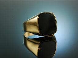 Um 1960! Klassischer Wappen Siegel Ring Gold 333 Onyx ungraviert