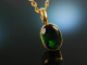 Around 1985! Statement necklace with big green pendant silver 925 gold plated
